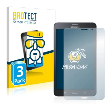 Vorderseite einer Produktverpackung mit dem Markenlogo BROTECT. Daneben ist das Gerät Samsung Galaxy Tab A6 7.0 4G mit dem zug