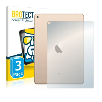 Vorderseite einer Produktverpackung mit dem Markenlogo BROTECT. Daneben ist das Gerät Apple iPad Air 2 2014 (Rückseite) mit de