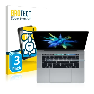 Vorderseite einer Produktverpackung mit dem Markenlogo BROTECT. Daneben ist das Gerät Apple MacBook Pro 15