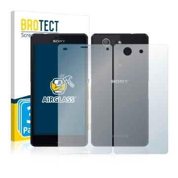 Vorderseite einer Produktverpackung mit dem Markenlogo BROTECT. Daneben ist das Gerät Sony Xperia Z3 Compact D5803 (Display+Rü