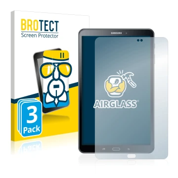 Vorderseite einer Produktverpackung mit dem Markenlogo BROTECT. Daneben ist das Gerät Samsung Galaxy Tab A 10.1 2016 mit dem z