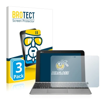 Vorderseite einer Produktverpackung mit dem Markenlogo BROTECT. Daneben ist das Gerät ASUS Transformer Mini T102HA mit dem zug