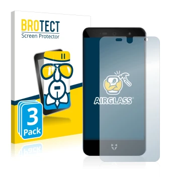 Vorderseite einer Produktverpackung mit dem Markenlogo BROTECT. Daneben ist das Gerät Wileyfox Swift 2X mit dem zugehörigen Di