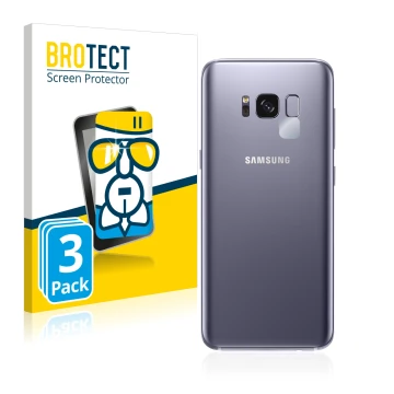 Vorderseite einer Produktverpackung mit dem Markenlogo BROTECT. Daneben ist das Gerät Samsung Galaxy S8 (NUR Kameraschutz) mit