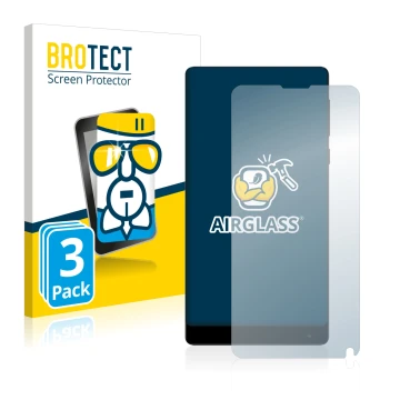 Vorderseite einer Produktverpackung mit dem Markenlogo BROTECT. Daneben ist das Gerät Xiaomi Mi Mix 2 mit dem zugehörigen Disp