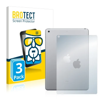 Vorderseite einer Produktverpackung mit dem Markenlogo BROTECT. Daneben ist das Gerät Apple iPad 9.7