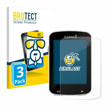 Vorderseite einer Produktverpackung mit dem Markenlogo BROTECT. Daneben ist das Gerät Garmin Edge Explore 820 mit dem zugehöri