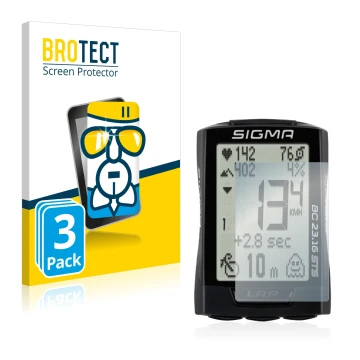 Vorderseite einer Produktverpackung mit dem Markenlogo BROTECT. Daneben ist das Gerät Sigma BC 23.16 mit dem zugehörigen Displ