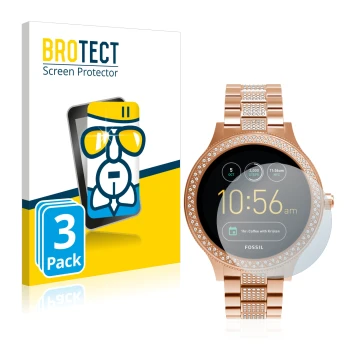 Vorderseite einer Produktverpackung mit dem Markenlogo BROTECT. Daneben ist das Gerät Fossil Q Venture mit dem zugehörigen Dis