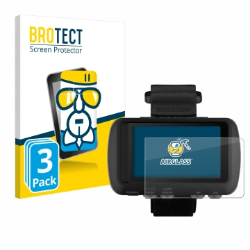 Vorderseite einer Produktverpackung mit dem Markenlogo BROTECT. Daneben ist das Gerät Garmin Foretrex 601 mit dem zugehörigen 