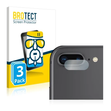 Vorderseite einer Produktverpackung mit dem Markenlogo BROTECT. Daneben ist das Gerät Apple iPhone 8 Plus (NUR Kameraschutz) m