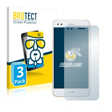 Vorderseite einer Produktverpackung mit dem Markenlogo BROTECT. Daneben ist das Gerät Huawei P9 Lite Mini mit dem zugehörigen 