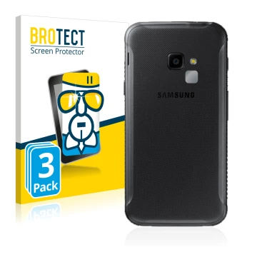 Vorderseite einer Produktverpackung mit dem Markenlogo BROTECT. Daneben ist das Gerät Samsung Galaxy XCover 4 (NUR Kameraschut