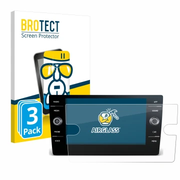 Vorderseite einer Produktverpackung mit dem Markenlogo BROTECT. Daneben ist das Gerät Volkswagen T-Roc 2017-2019 Discover Medi