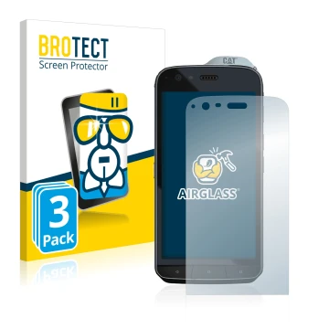 Vorderseite einer Produktverpackung mit dem Markenlogo BROTECT. Daneben ist das Gerät Caterpillar Cat S61 mit dem zugehörigen 