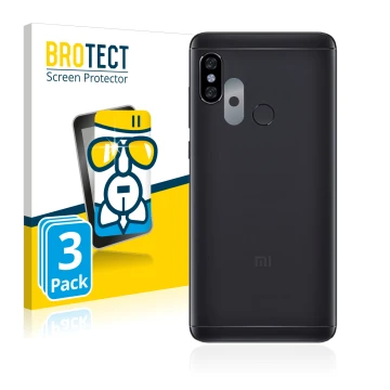 Vorderseite einer Produktverpackung mit dem Markenlogo BROTECT. Daneben ist das Gerät Xiaomi Redmi Note 5 (NUR Kameraschutz) m