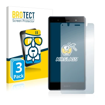 Vorderseite einer Produktverpackung mit dem Markenlogo BROTECT. Daneben ist das Gerät Sony Xperia XZ2 Premium mit dem zugehöri