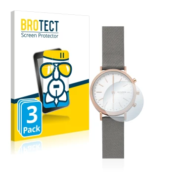 Vorderseite einer Produktverpackung mit dem Markenlogo BROTECT. Daneben ist das Gerät Skagen Hybrid Smartwatch Mini Hald (34 m