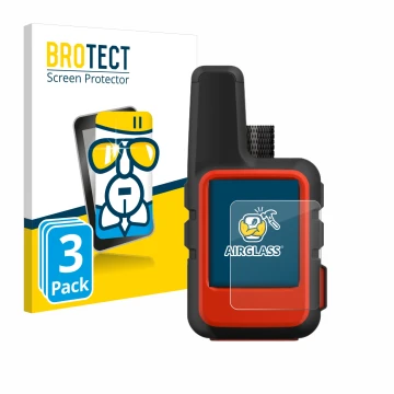 Vorderseite einer Produktverpackung mit dem Markenlogo BROTECT. Daneben ist das Gerät Garmin inReach Mini mit dem zugehörigen 