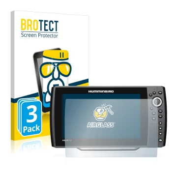 Vorderseite einer Produktverpackung mit dem Markenlogo BROTECT. Daneben ist das Gerät Humminbird Helix 10 mit dem zugehörigen 