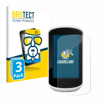 Vorderseite einer Produktverpackung mit dem Markenlogo BROTECT. Daneben ist das Gerät Garmin Edge Explore 2018 mit dem zugehör