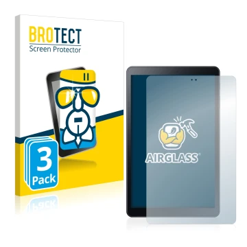 Vorderseite einer Produktverpackung mit dem Markenlogo BROTECT. Daneben ist das Gerät Samsung Galaxy Tab A 10.5 2018 LTE mit d