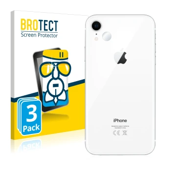 Vorderseite einer Produktverpackung mit dem Markenlogo BROTECT. Daneben ist das Gerät Apple iPhone XR (NUR Kameraschutz) mit d