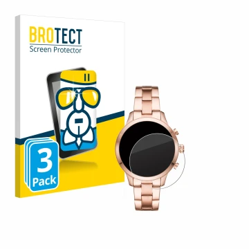 Vorderseite einer Produktverpackung mit dem Markenlogo BROTECT. Daneben ist das Gerät Michael Kors Access Runway (41 mm) mit d