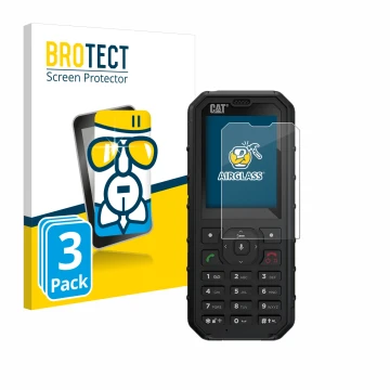 Vorderseite einer Produktverpackung mit dem Markenlogo BROTECT. Daneben ist das Gerät Caterpillar Cat B35 mit dem zugehörigen 