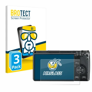 Vorderseite einer Produktverpackung mit dem Markenlogo BROTECT. Daneben ist das Gerät Ricoh GR III 2019 R02010 mit dem zugehör
