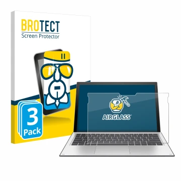 Vorderseite einer Produktverpackung mit dem Markenlogo BROTECT. Daneben ist das Gerät HP Elite x2 1013 G3 mit dem zugehörigen 