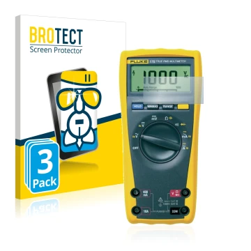 Vorderseite einer Produktverpackung mit dem Markenlogo BROTECT. Daneben ist das Gerät Fluke MultiMeter 175 mit dem zugehörigen