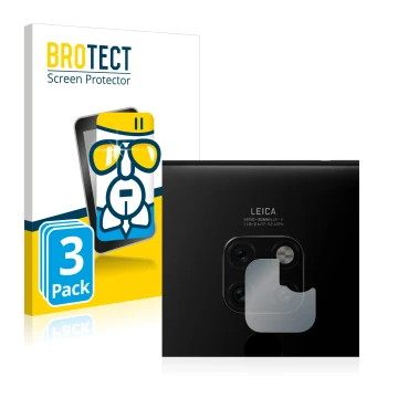 Vorderseite einer Produktverpackung mit dem Markenlogo BROTECT. Daneben ist das Gerät Huawei Mate 20 (NUR Kameraschutz) mit de