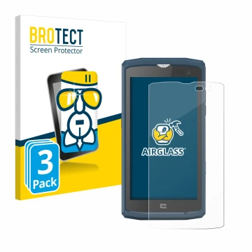 Vorderseite einer Produktverpackung mit dem Markenlogo BROTECT. Daneben ist das Gerät Crosscall Core X3 mit dem zugehörigen Di