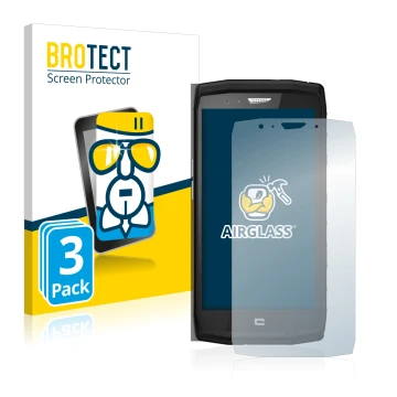 Vorderseite einer Produktverpackung mit dem Markenlogo BROTECT. Daneben ist das Gerät Crosscall Trekker X4 mit dem zugehörigen