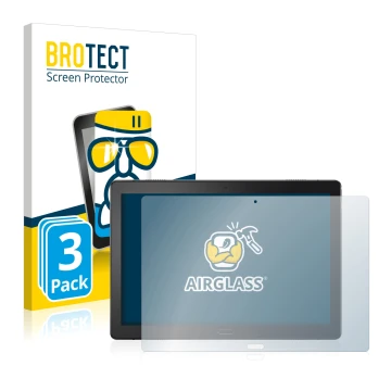 Vorderseite einer Produktverpackung mit dem Markenlogo BROTECT. Daneben ist das Gerät Lenovo Tab P10 (10,1