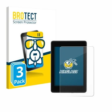 Vorderseite einer Produktverpackung mit dem Markenlogo BROTECT. Daneben ist das Gerät Amazon Kindle Paperwhite 2018 (10. Gen.)