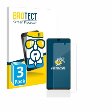 Vorderseite einer Produktverpackung mit dem Markenlogo BROTECT. Daneben ist das Gerät Huawei P30 mit dem zugehörigen Displaysc