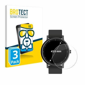 Vorderseite einer Produktverpackung mit dem Markenlogo BROTECT. Daneben ist das Gerät Kreisrunde Displays (ø: 43 mm) mit dem z