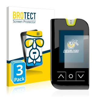 Vorderseite einer Produktverpackung mit dem Markenlogo BROTECT. Daneben ist das Gerät Mylife Unio Neva mit dem zugehörigen Dis