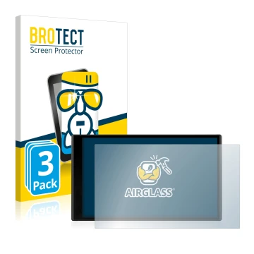 Vorderseite einer Produktverpackung mit dem Markenlogo BROTECT. Daneben ist das Gerät Garmin DriveSmart 65 mit dem zugehörigen