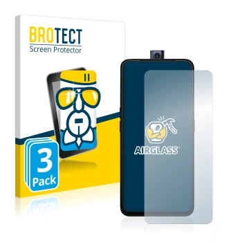 Vorderseite einer Produktverpackung mit dem Markenlogo BROTECT. Daneben ist das Gerät Oppo F11 Pro mit dem zugehörigen Display