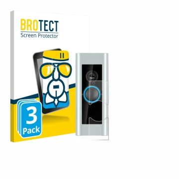 Vorderseite einer Produktverpackung mit dem Markenlogo BROTECT. Daneben ist das Gerät Ring Video Doorbell Pro (Version 2) mit 