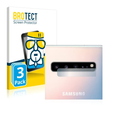Vorderseite einer Produktverpackung mit dem Markenlogo BROTECT. Daneben ist das Gerät Samsung Galaxy S10 5G (NUR Kameraschutz)