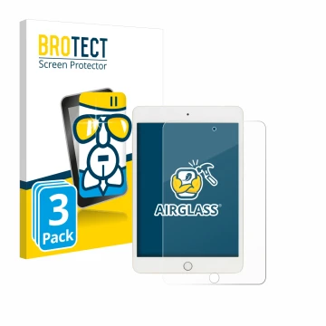 Vorderseite einer Produktverpackung mit dem Markenlogo BROTECT. Daneben ist das Gerät Apple iPad Mini 5 2019 (5. Gen.) mit dem