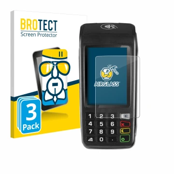 Vorderseite einer Produktverpackung mit dem Markenlogo BROTECT. Daneben ist das Gerät ingenico Move/5000 mit dem zugehörigen D