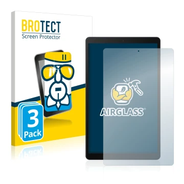 Vorderseite einer Produktverpackung mit dem Markenlogo BROTECT. Daneben ist das Gerät Samsung Galaxy Tab A 10.1 2019 mit dem z