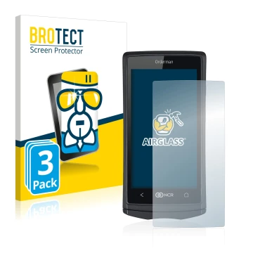 Vorderseite einer Produktverpackung mit dem Markenlogo BROTECT. Daneben ist das Gerät Orderman 5 mit dem zugehörigen Displaysc