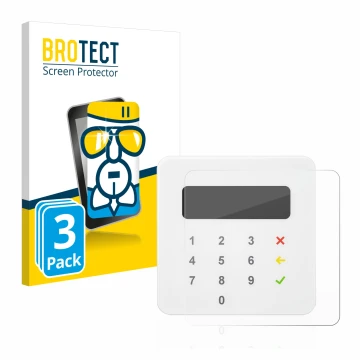 Vorderseite einer Produktverpackung mit dem Markenlogo BROTECT. Daneben ist das Gerät SumUp Air mit dem zugehörigen Displaysch