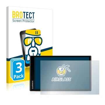 Vorderseite einer Produktverpackung mit dem Markenlogo BROTECT. Daneben ist das Gerät Garmin Camper 780 mit dem zugehörigen Di